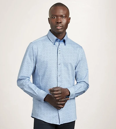 Chemise décontractée à manches longues et double col en jacquard extensible