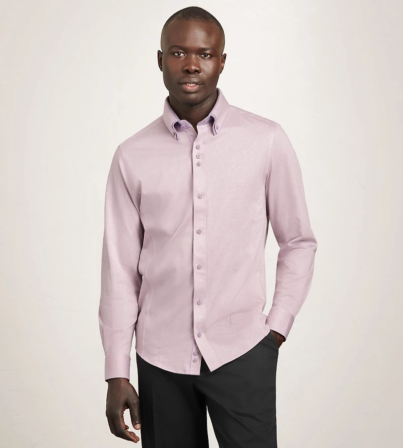 Long Sleeve Double Collar Jacquard Stretch Casual Shirt