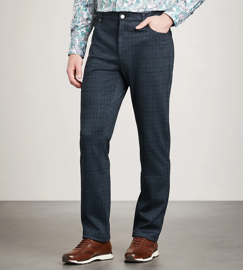 Modern Fit 4-way Stretch 5-Pocket Shadow Check Casual Pant