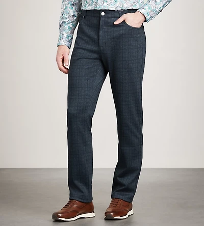 Modern Fit 4-way Stretch 5-Pocket Shadow Check Casual Pant