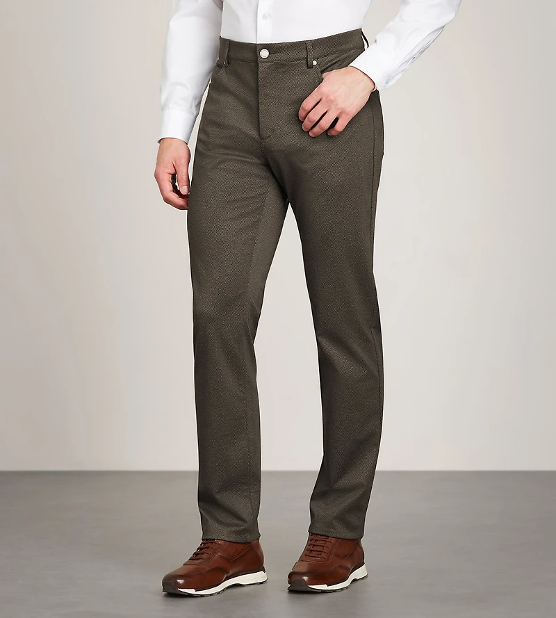 Pantalon décontracté à chevrons, coupe moderne, extensible dans les 4 sens, 5 poches