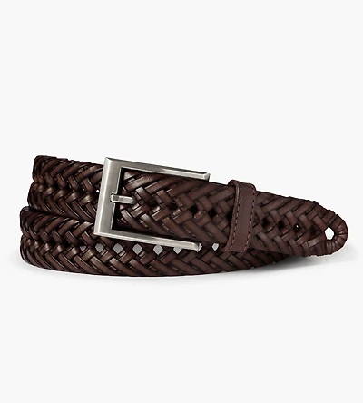 Ceinture à boucle argentée tressée