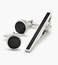 Ensemble boutons de manchette et barre à cravate