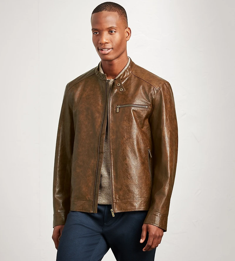 Modern Fit Vegan Leather Jacket