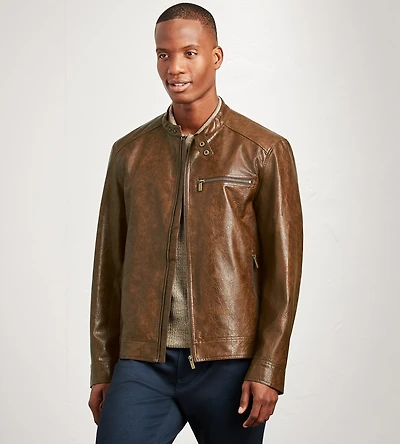 Modern Fit Vegan Leather Jacket