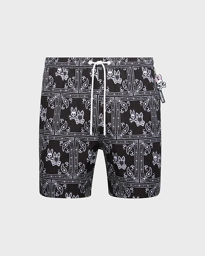 Luke All Over Print Swim Trunk - Black