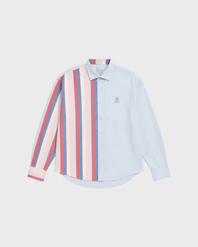 SHIRT L/S - FROG SOLID & STRIPES BLUE