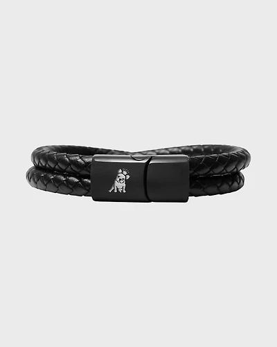 Men's Leather Double Bracelet Black Beauty