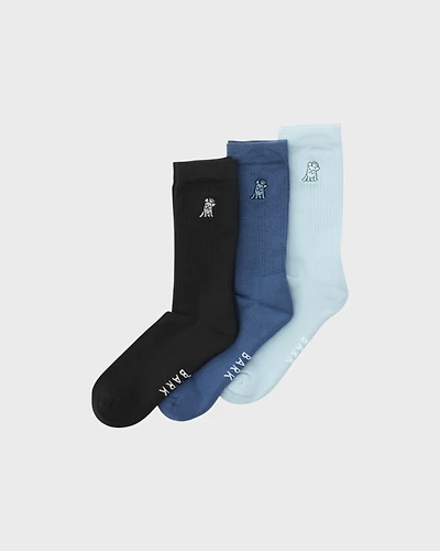 Men's 3 Pack Knit Socks Black/Navy/Blue
