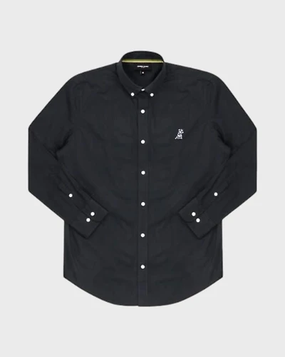Mens Poplin Button Down Shirt - Black A11