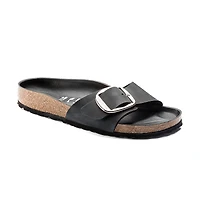 Women's Madrid Big Buckle Narrow Black Oiled Leather