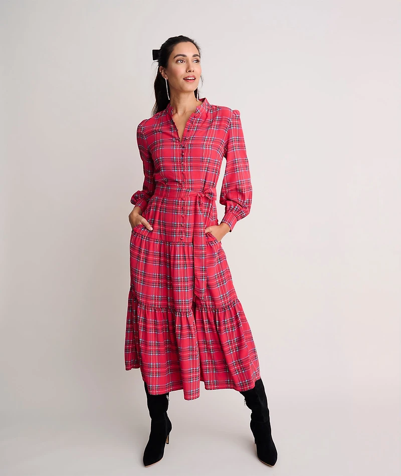 Tartan Plaid Crepe Meredith Dress