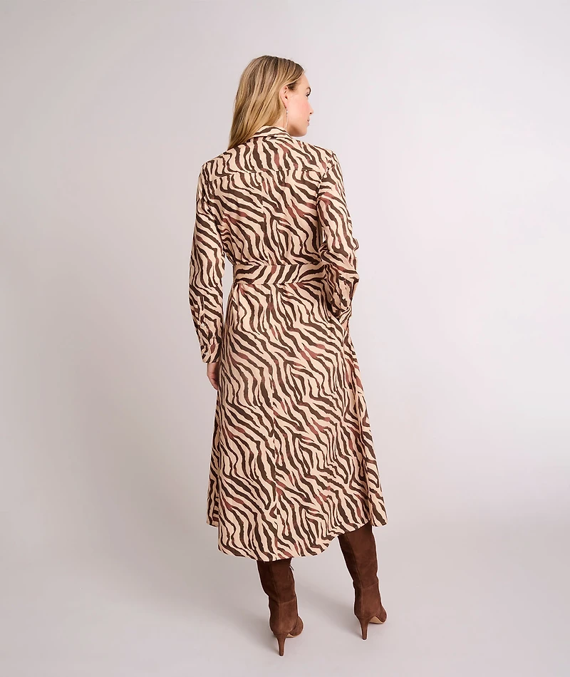 Stretch Cotton Safari Print Elise Shirt Dress