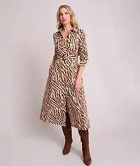 Stretch Cotton Safari Print Elise Shirt Dress
