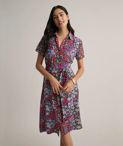 Short-Sleeve Floral Annette Shirt Dress