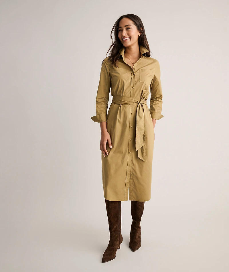 Cotton Stretch Midi Bailey Shirt Dress