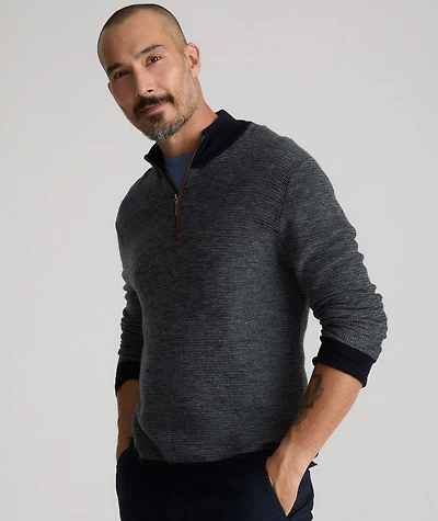 Birdseye Merino Wool Quarter-Zip Sweater - FINAL SALE