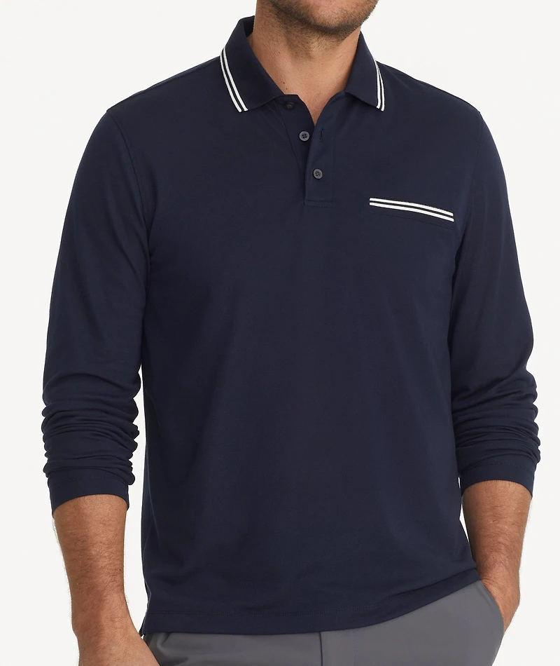 Tipped Long-Sleeve No Sweat Polo - FINAL SALE