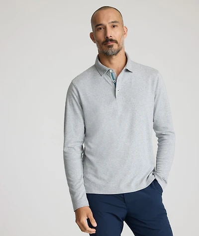 Wrinkle-Free Damaschino Long-Sleeve Polo