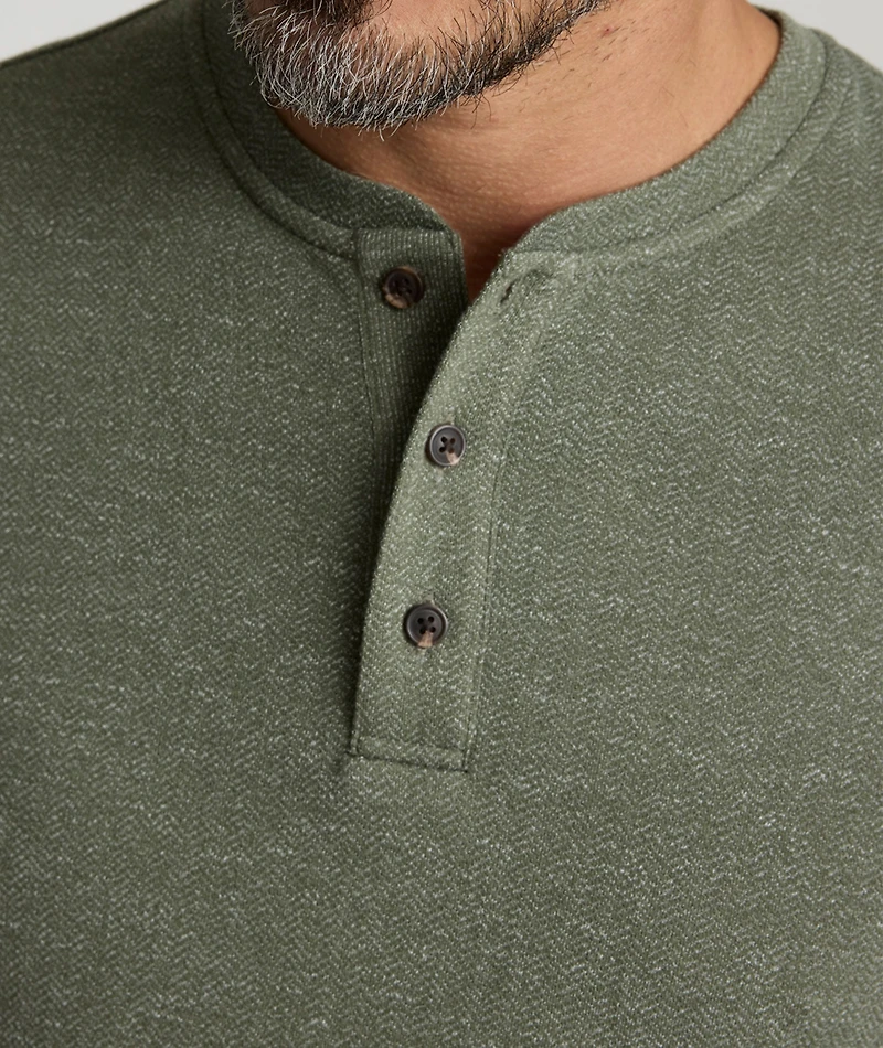 Stretch Cotton Herringbone Henley