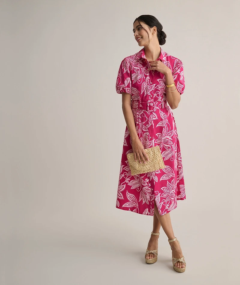 Stretch Cotton Jackie Midi Shirt Dress