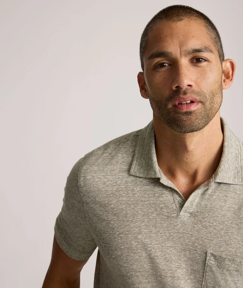Cotton-Linen Johnny Collar Polo