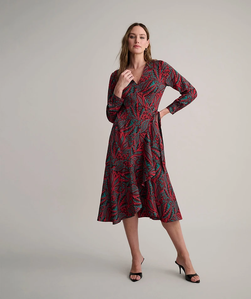 Satin Paisley Wrap Kayla Dress