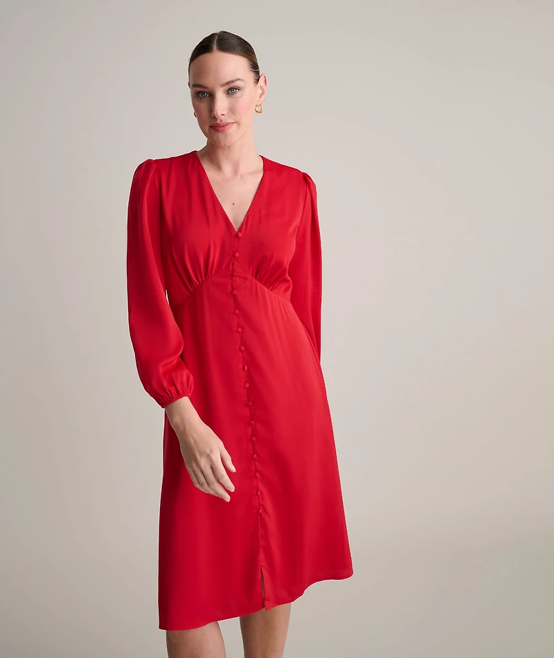 Satin V-Neck Malorie Dress