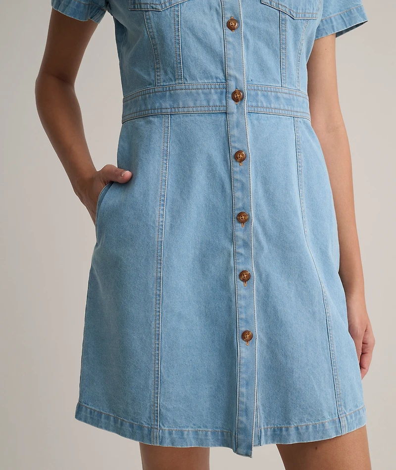Denim Short-Sleeve Renee Shirtdress