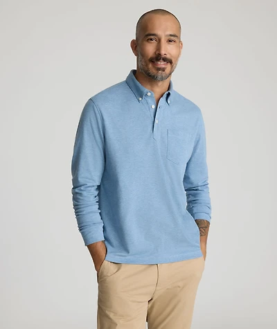 Wrinkle-Free Button-Down Polo