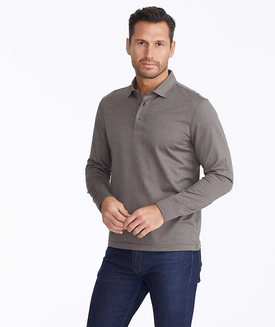 Wrinkle-Free Damaschino Birdseye Long-Sleeve Polo - FINAL SALE