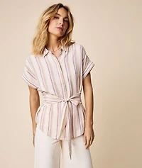 Linen Blend Tie-Front Issa Shirt - FINAL SALE