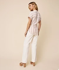 Linen Blend Tie-Front Issa Shirt - FINAL SALE