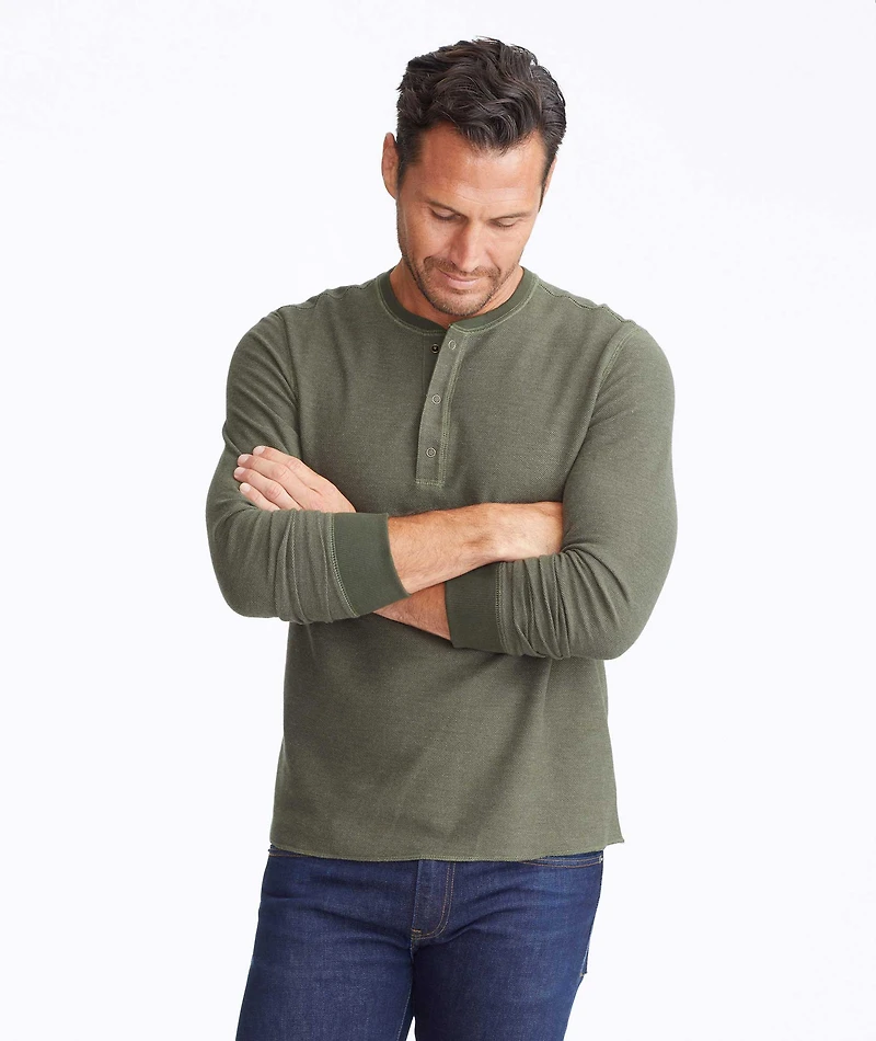 Textured Long-Sleeve Henley