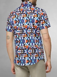Chemise décontractée en stretch à manches courtes pour hommes