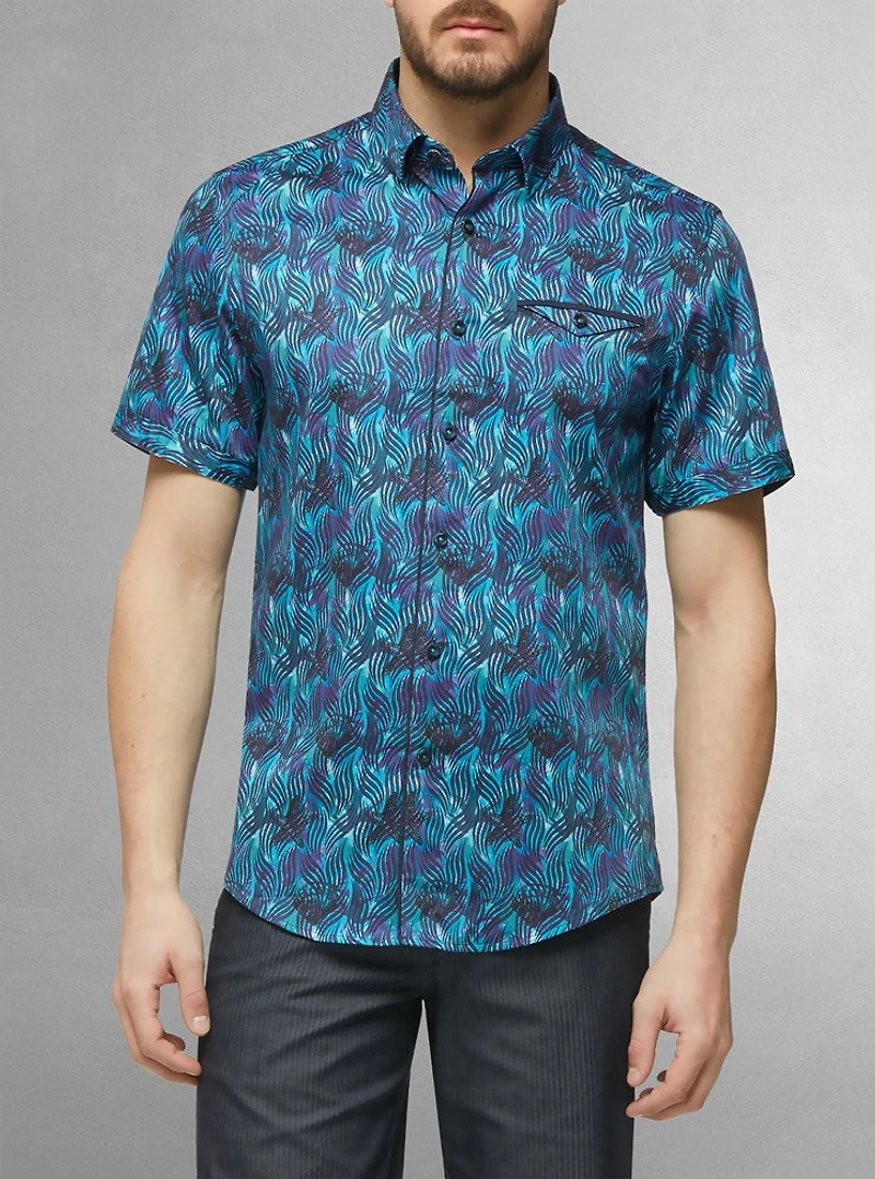 Chemise décontractée en stretch à manches courtes pour hommes