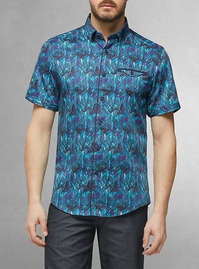 Chemise décontractée en stretch à manches courtes pour hommes