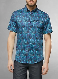 Chemise décontractée en stretch à manches courtes pour hommes