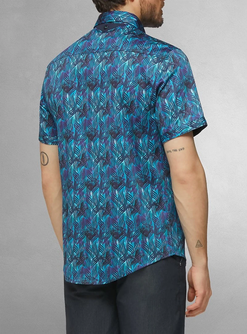 Chemise décontractée en stretch à manches courtes pour hommes