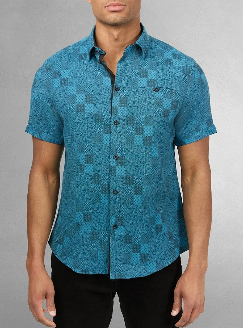 Chemise décontractée en stretch à manches courtes pour hommes