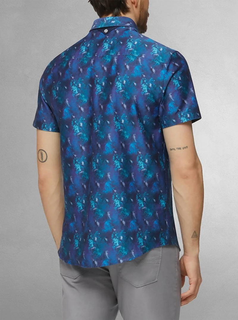 Chemise décontractée en stretch à manches courtes pour hommes