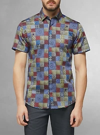 Chemise décontractée en stretch à manches courtes pour hommes