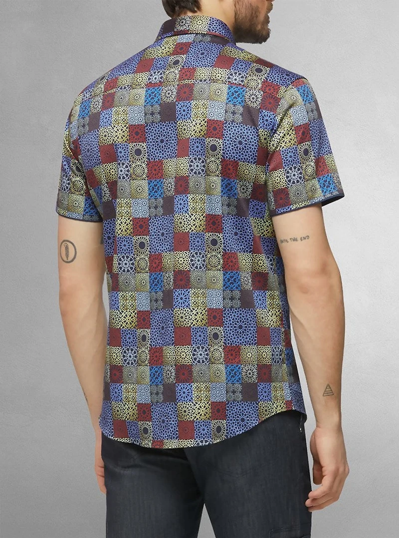 Chemise décontractée en stretch à manches courtes pour hommes