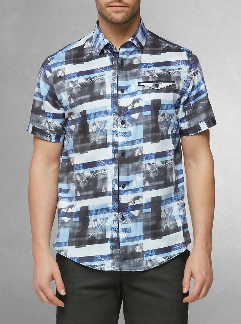 Men's casual short sleeve stretch shirt