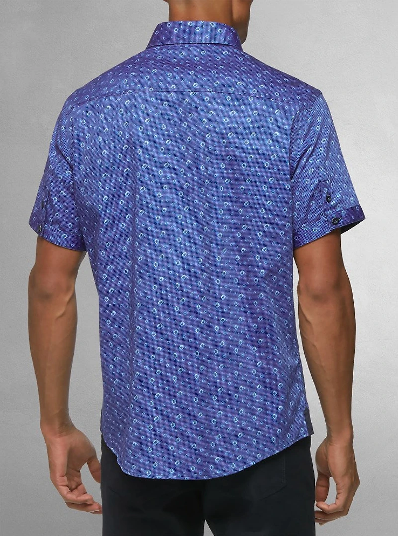 Chemise décontractée en stretch à manches courtes pour hommes