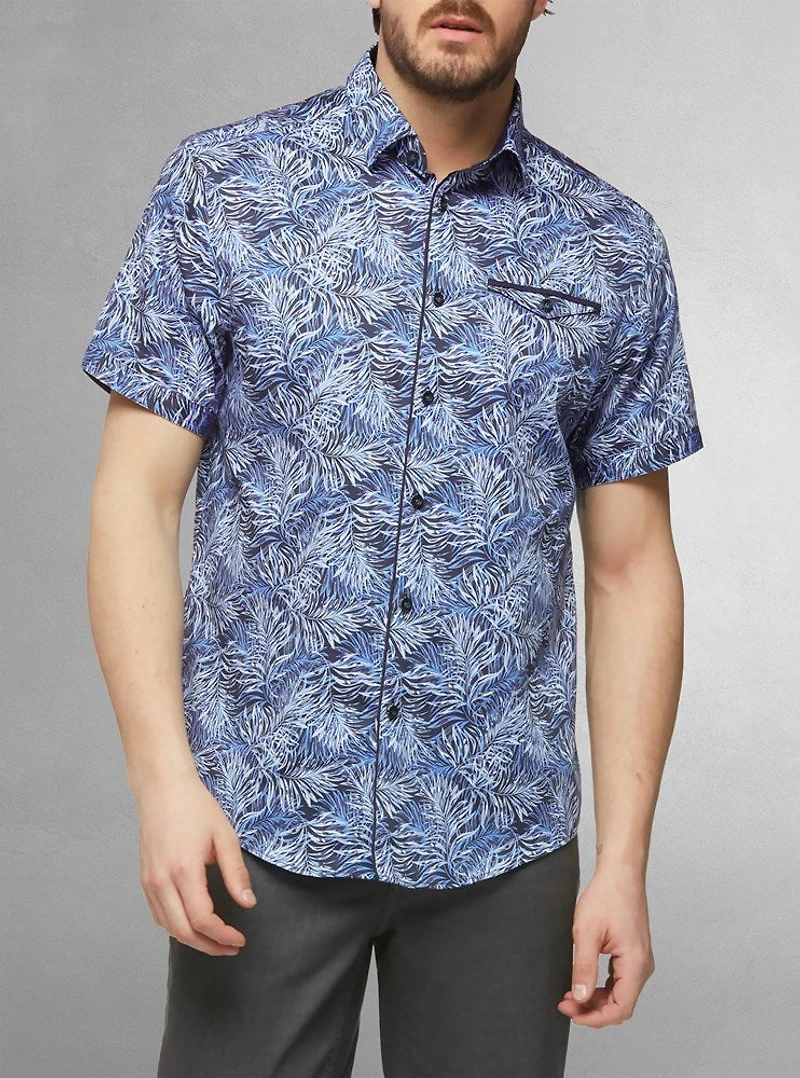 Chemise décontractée en stretch à manches courtes pour hommes