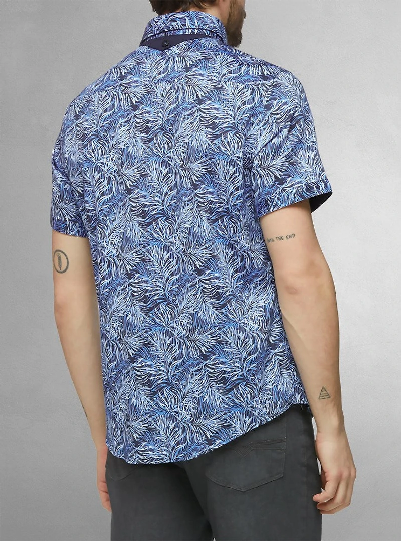 Chemise décontractée en stretch à manches courtes pour hommes