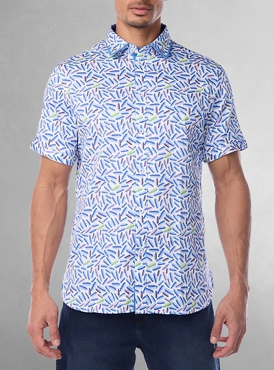 Chemise stretch décontractée à manches courtes pour homme