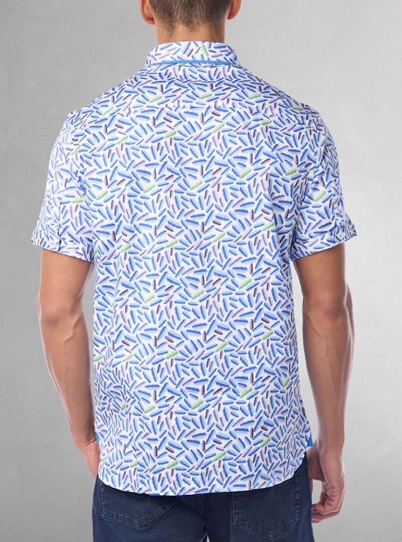 Chemise stretch décontractée à manches courtes pour homme