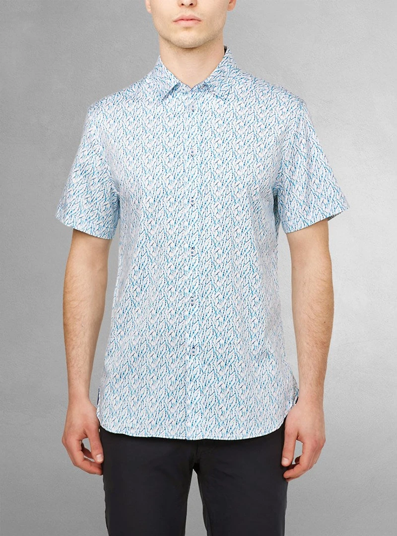 Chemise décontractée en stretch à manches courtes pour hommes